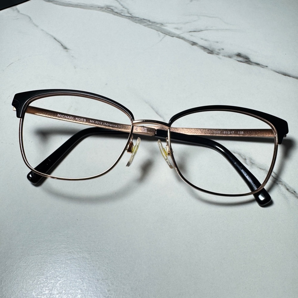 Michael Kors MK3012 Adrianna IV Eyeglasses Black Rose Gold Frames 1113 51-17-135